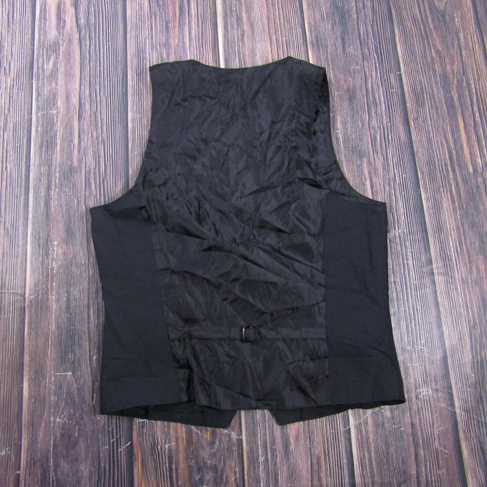 Suit Vest Structure Mens M Black Solid Cotton Polyester 2 Piece Belted Formal - Picture 4 of 6